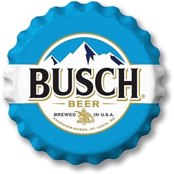 Busch Beer Metal Bottle Cap Sign Garage Shop Bar Man Cave Outdoor Decor LARGE NW - Picture 6 of 6